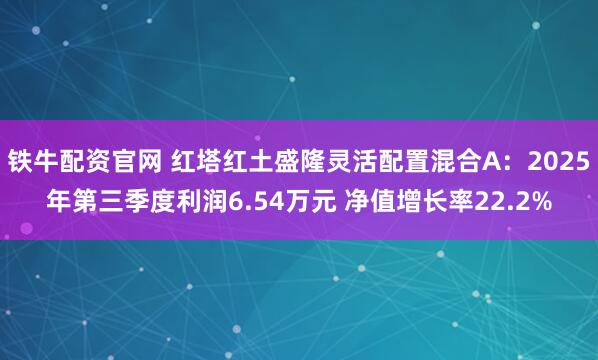 铁牛配资官网 红塔红土盛隆灵活配置混合A：2025年第三季度利润6.54万元 净值增长率22.2%