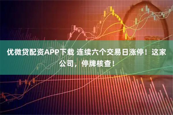 优微贷配资APP下载 连续六个交易日涨停！这家公司，停牌核查！